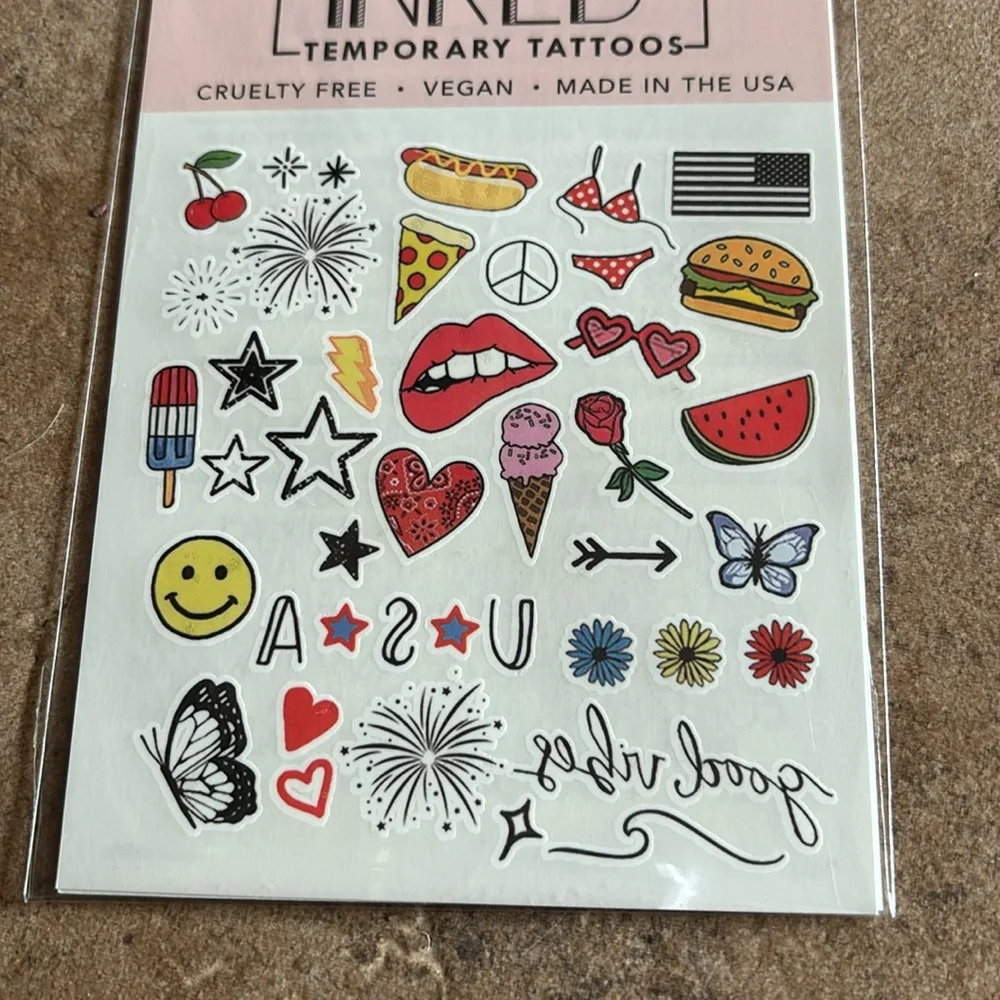 Inked 2 | Temporary Tattoos | Vegan | Hand Drawn Designs Fireworks Food Bundle